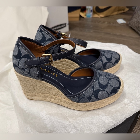 NWT - COACH Raine Espadrille In Signature Denim Sandal - size 5 US left - Picture 15 of 16